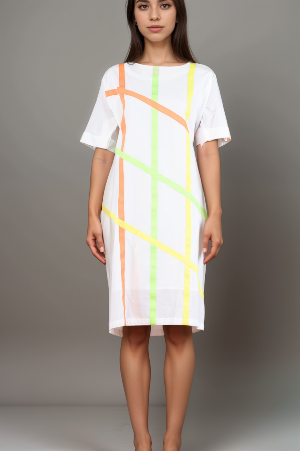 White dress with Neon stripes