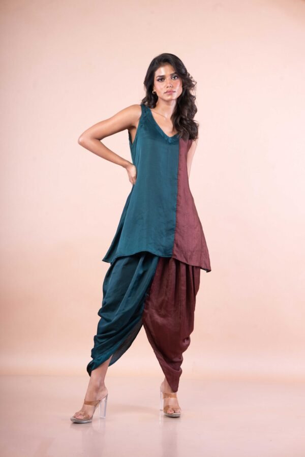 Dual colour Dhoti skirt top set