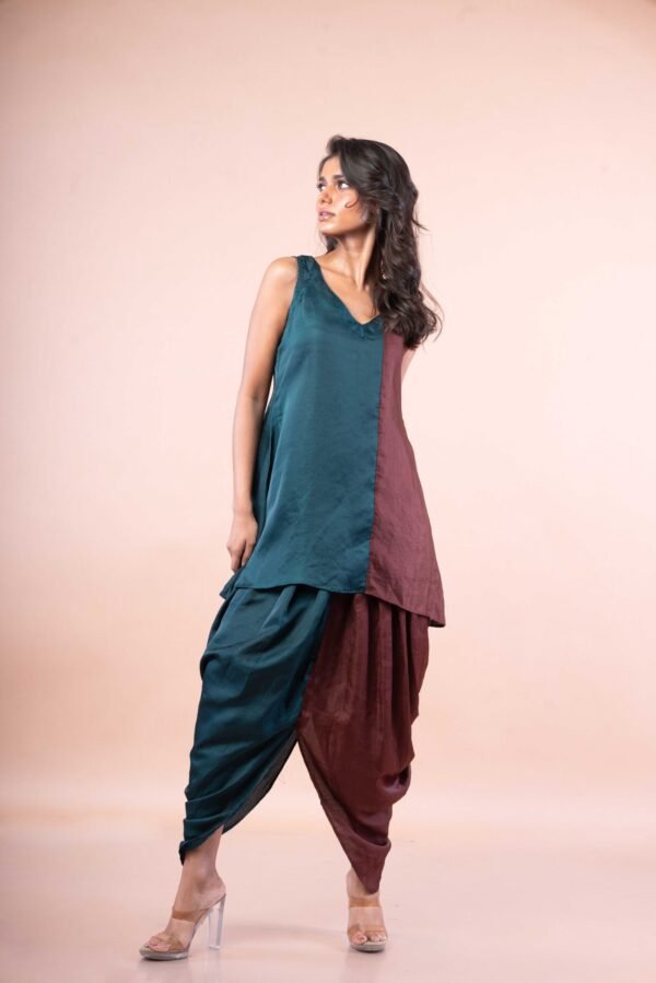 Dual colour Dhoti skirt top set - Image 3