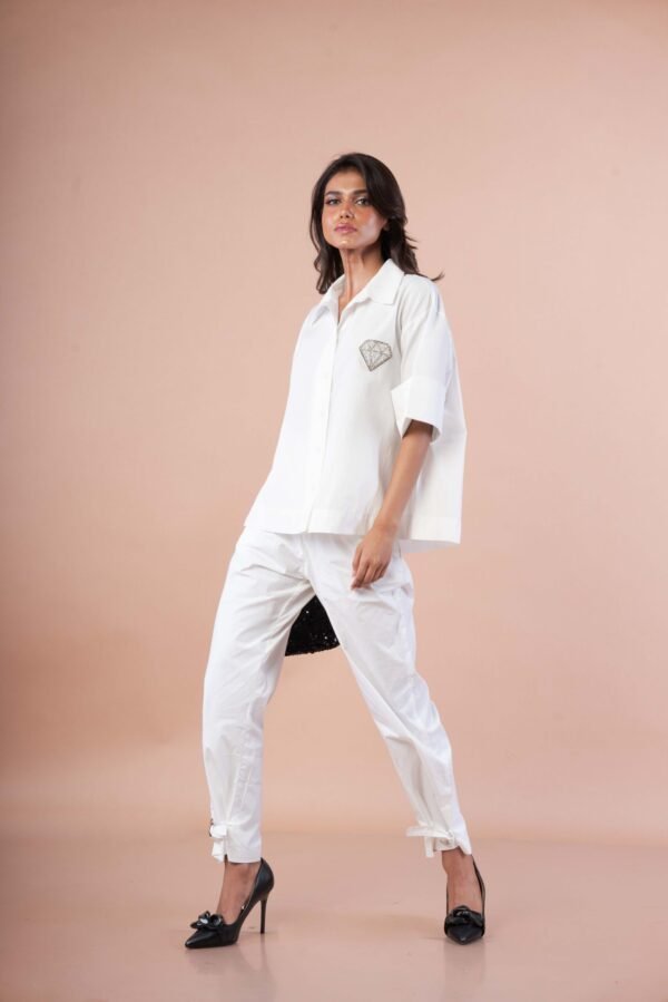 Shirt with Diamond patch & Tie up Pants - Image 3