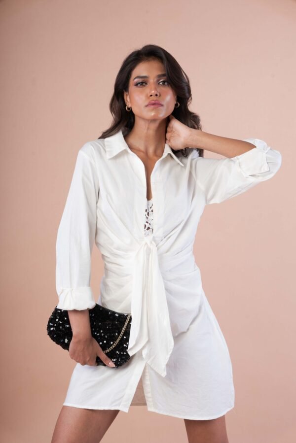 Front knotted Shirt dress - Image 2