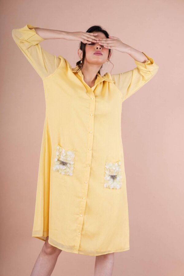 Flowy shirt dress with Appliqué Embroidery - Image 2