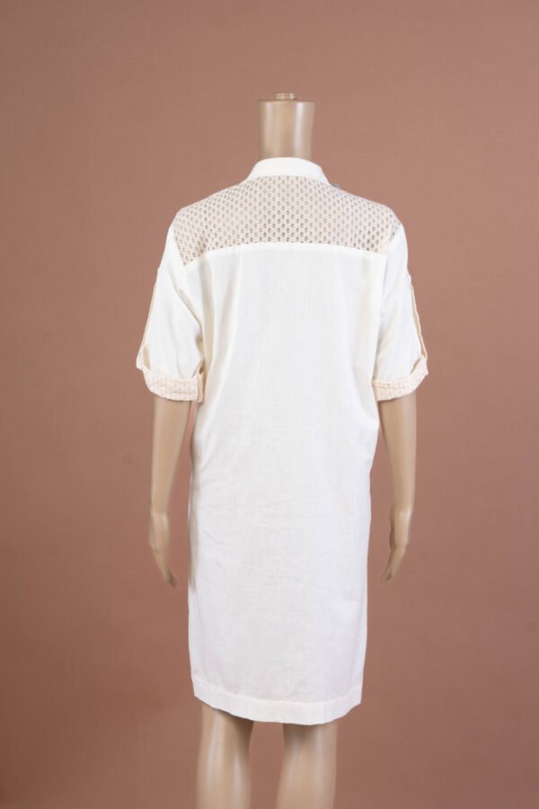 White Shirt dress with Lace - Image 3