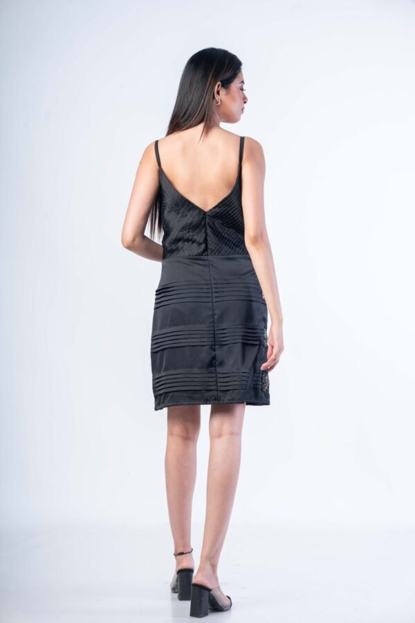 Black Pleated dress with Stone embellishment - Image 4