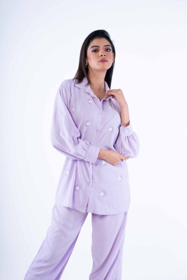 Embroidered Lavender Co-ord set - Image 2