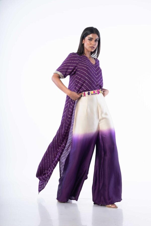 Purple Bandej Print jacket and Ombre pant - Image 3