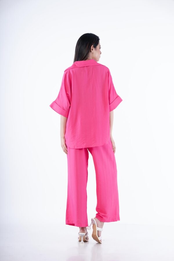 Pink co-ord set - Kaftan boxy shirt with Spread collar - Image 4