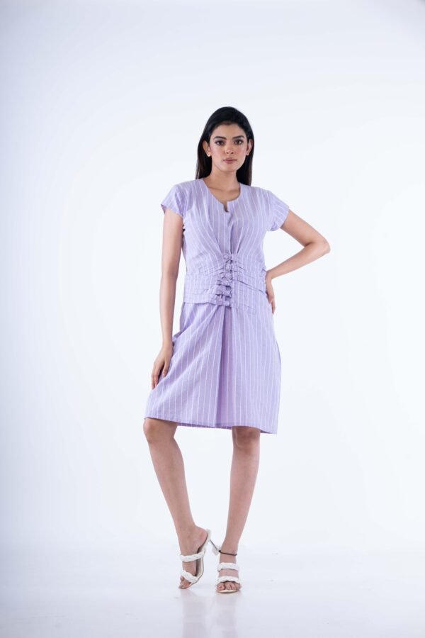 Lavender & White printed shirt dress