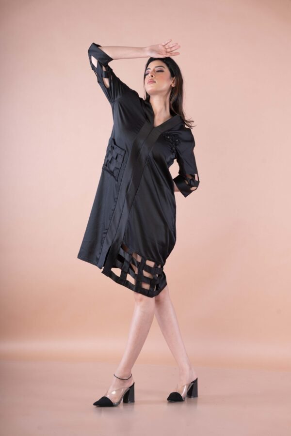 Cutwork black Partywear dress - Image 3