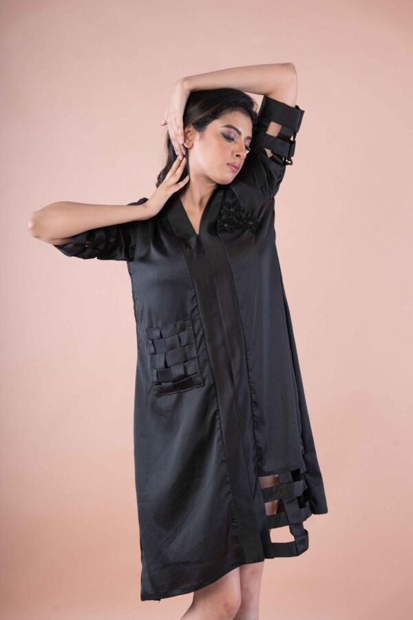 Cutwork black Partywear dress - Image 2