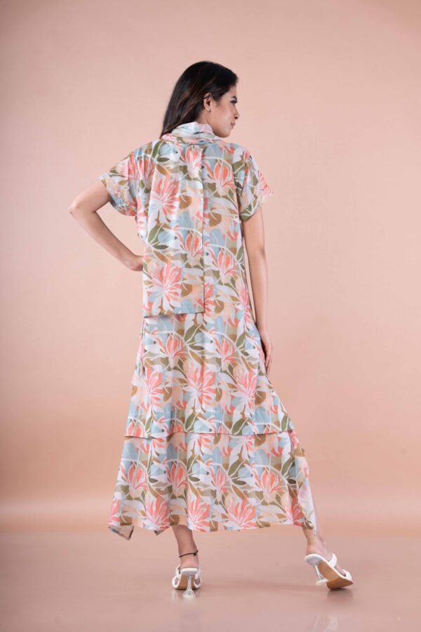 Printed flowy cowl neck maxi dress - Image 3