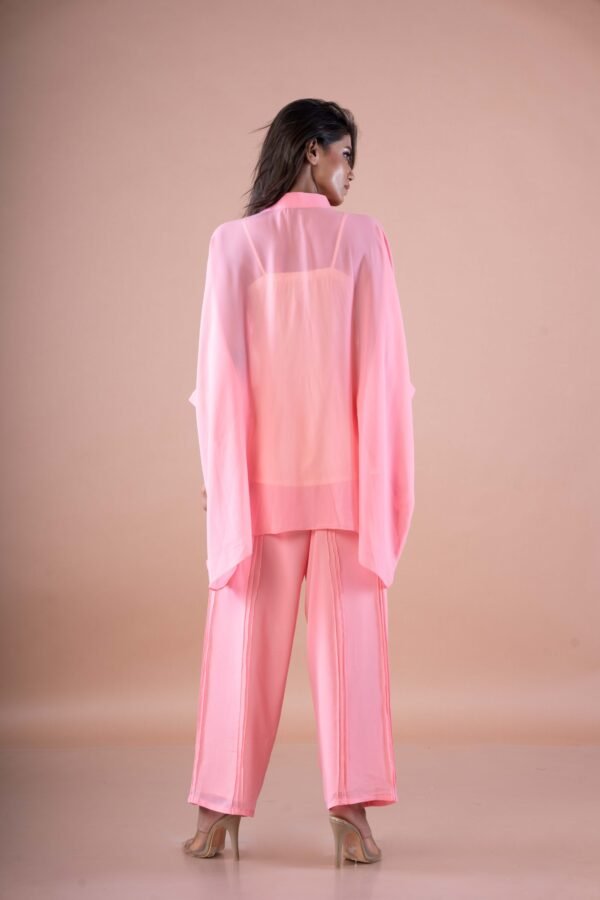 Pink co-ord set with Inner & Hand embroidery - Image 3