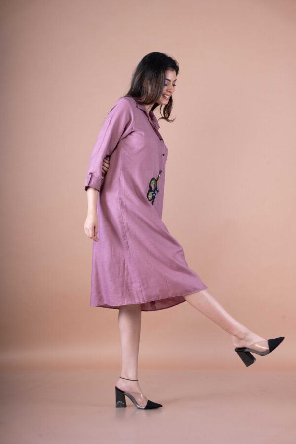 Shirt dress with Stone & Sequin hand embroidery - Image 3