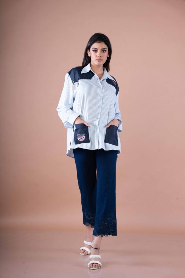 Light blue shirt with Dark blue pockets & Patches