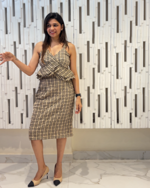 Check Brown & Black Skirt Set