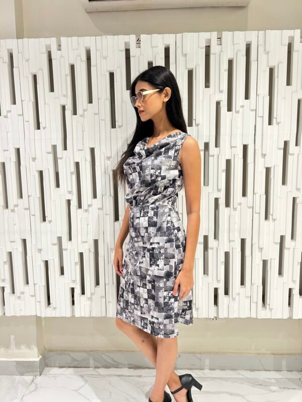 Black & Grey Cowl Dress - Image 4