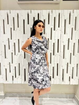 Black & Grey Cowl Dress