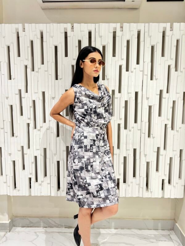 Black & Grey Cowl Dress