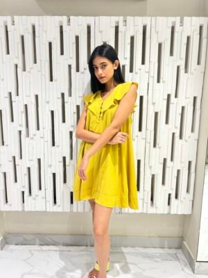 Light Olive Green Ruffle Dress