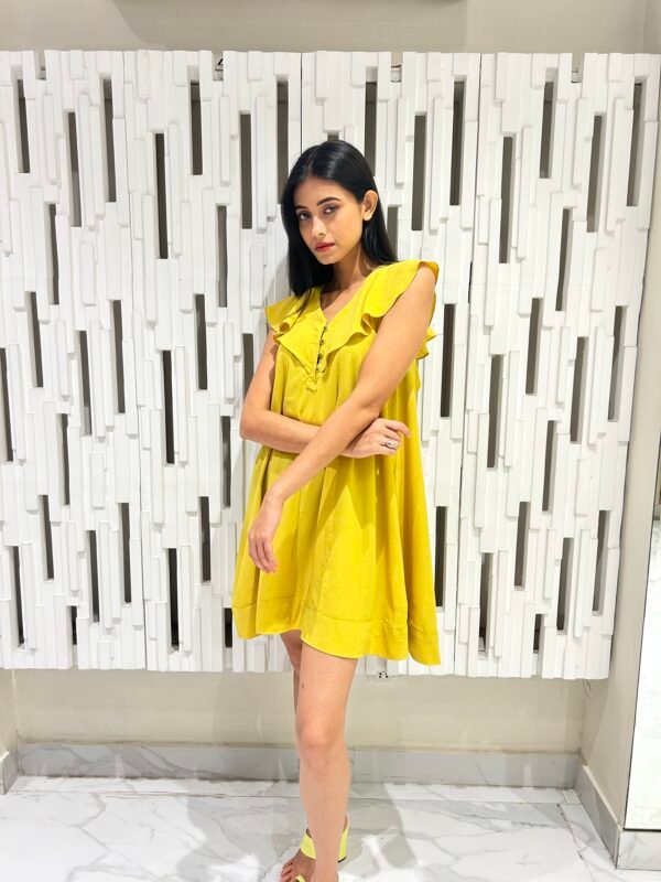 Light Olive Green Ruffle Dress