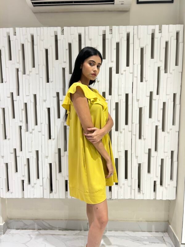 Light Olive Green Ruffle Dress - Image 2