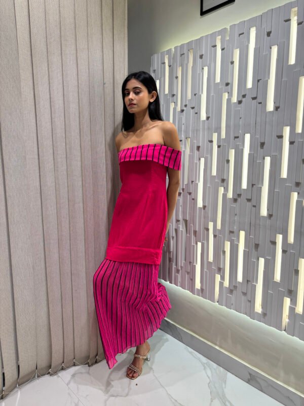 Pink Off Shoulder Maxi Dress - Image 2