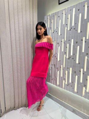 Pink Off Shoulder Maxi Dress