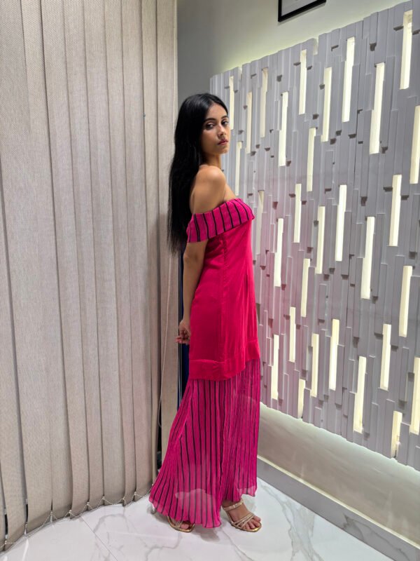 Pink Off Shoulder Maxi Dress - Image 4