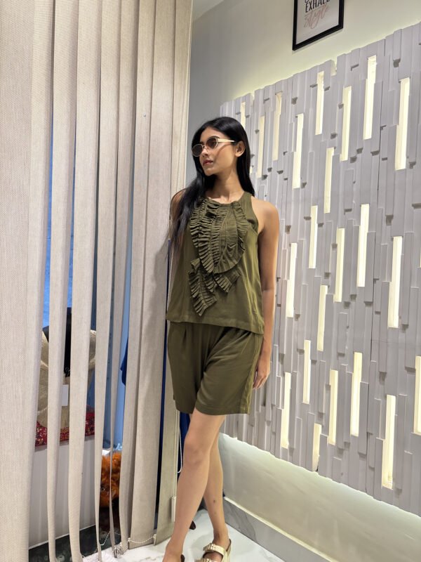 Olive Green Co-ord Set With Shorts