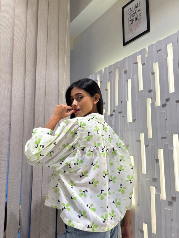 White & Green Print Shirt - Image 3
